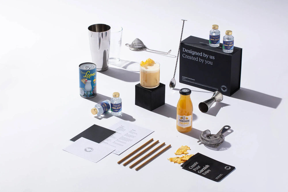 Piña Colada (Non-alcoholic) cocktail kit gift set with advanced bar equipment