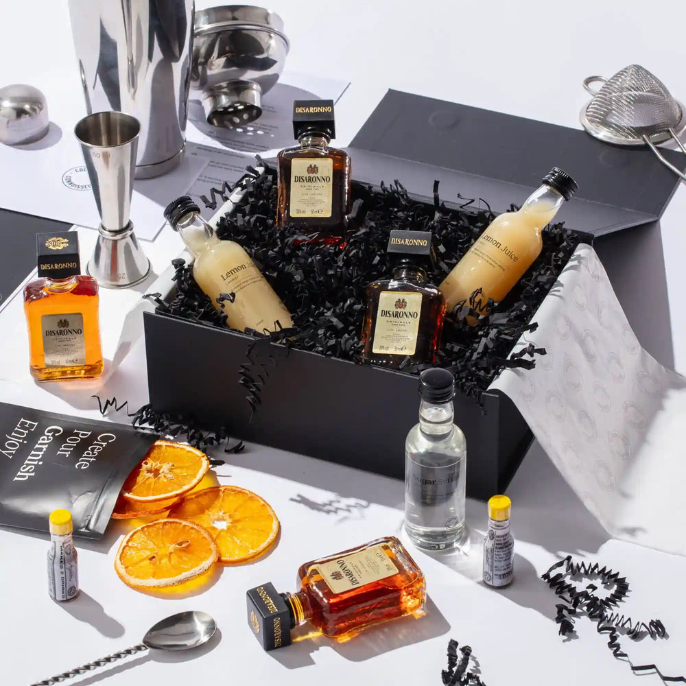 
                  
                    amaretto sour cocktail kit with beginner bar equipment
                  
                