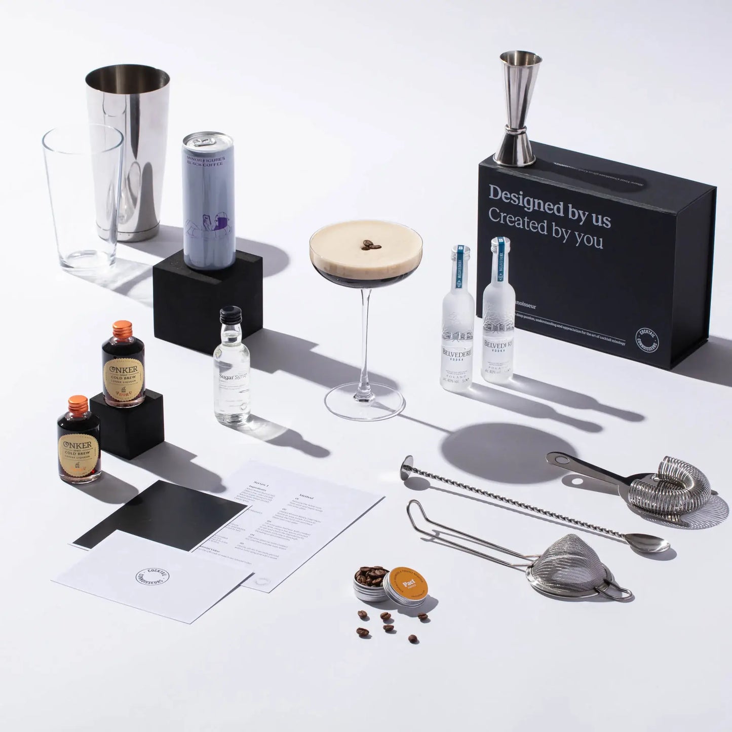 Espresso Martini cocktail kit gift set with advanced bar equipment in gift box