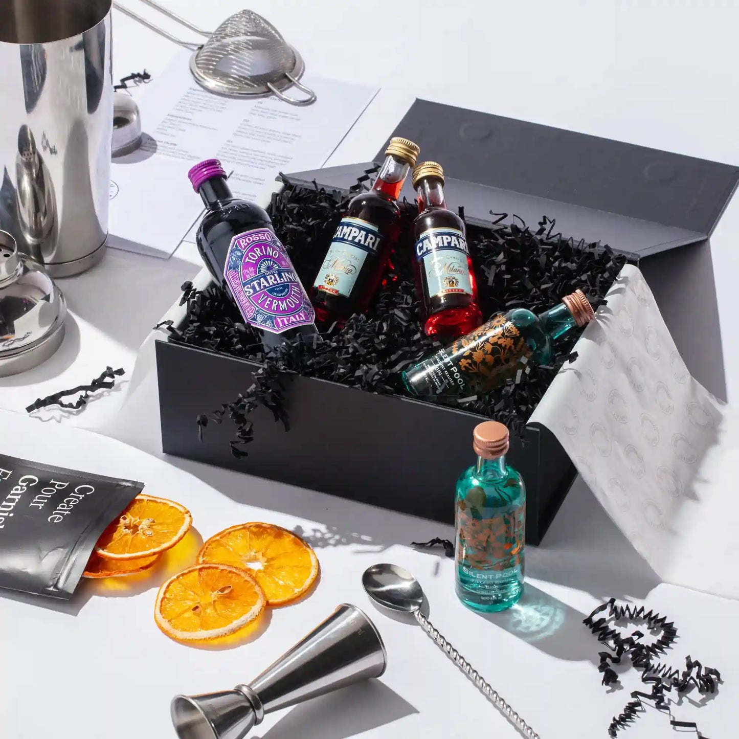 negroni cocktail kit with beginner bar equipment